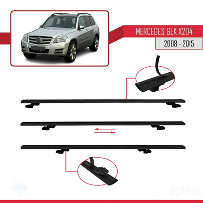 Kompatibel mit Mercedes GLK Klasse (X204) 2008-2015 BASIC Model Relingträger Dachträger Auto Gepäckträger Schwarz Aluminium 3 Stangen