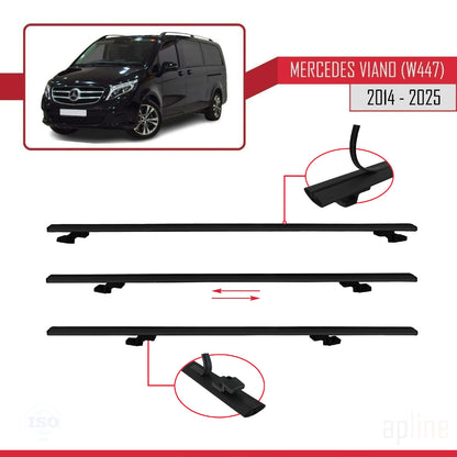 Compatible with Mercedes Viano 3 (W447) 2014-2025 BASIC Model Car Roof Rack Cross Bar Black Aluminium 2 Bars