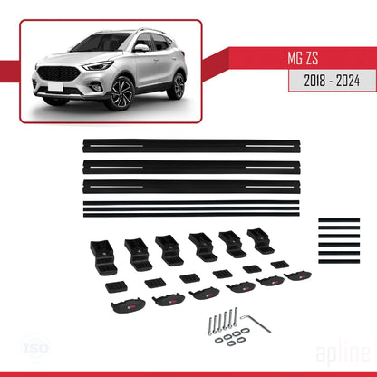 Kompatibel mit MG ZS 2018-2024 BASIC Model Relingträger Dachträger Auto Gepäckträger Schwarz Aluminium 3 Stangen