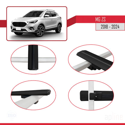 Kompatibel mit MG ZS 2018-2024 BASIC Model Relingträger Dachträger Auto Gepäckträger Schwarz Aluminium 3 Stangen