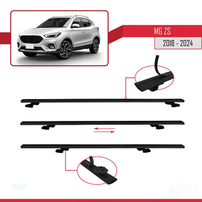 Kompatibel mit MG ZS 2018-2024 BASIC Model Relingträger Dachträger Auto Gepäckträger Schwarz Aluminium 3 Stangen
