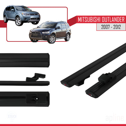 Compatible avec Mitsubishi Outlander 2 2007-2012 BASIC Model Barres de Toit Railing Porte-Bagages de Voiture Noir Aluminium 2 Barres