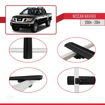 Kompatibel mit Nissan Navara 3 (D40) 2005-2014 BASIC Model Relingträger Dachträger Auto Gepäckträger Schwarz Aluminium 3 Stangen