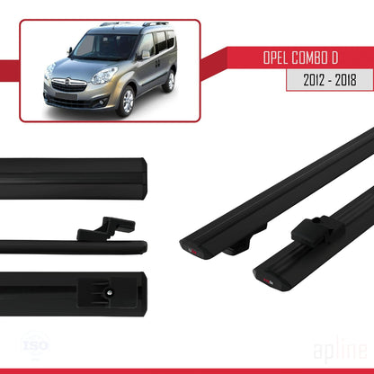 Compatible avec Opel Combo D 2012-2018 BASIC Model Barres de Toit Railing Porte-Bagages de Voiture Noir Aluminium 2 Barres