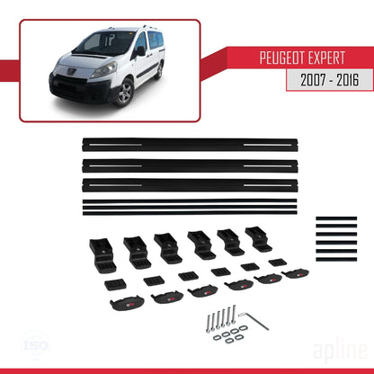Kompatibel mit Peugeot Expert 2 2007-2016 BASIC Model Relingträger Dachträger Auto Gepäckträger Schwarz Aluminium 3 Stangen