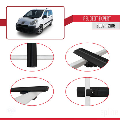 Kompatibel mit Peugeot Expert 2 2007-2016 BASIC Model Relingträger Dachträger Auto Gepäckträger Schwarz Aluminium 3 Stangen