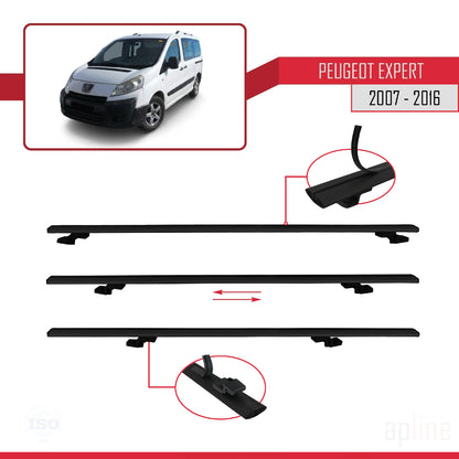 Kompatibel mit Peugeot Expert 2 2007-2016 BASIC Model Relingträger Dachträger Auto Gepäckträger Schwarz Aluminium 3 Stangen