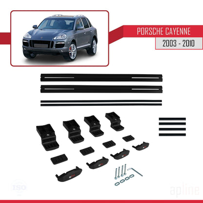Kompatibel mit Porsche Cayenne (9PA) 2003-2010 BASIC Model Relingträger Dachträger Auto Gepäckträger Schwarz Aluminium 2 Stangen