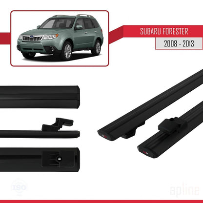 Compatible avec Subaru Forester 3 (SH) 2008-2013 BASIC Model Barres de Toit Railing Porte-Bagages de Voiture Noir Aluminium 2 Barres