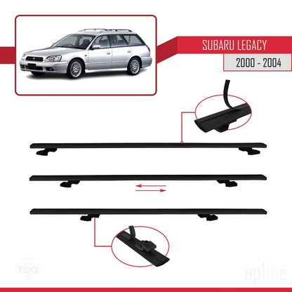 Compatible avec Subaru Legacy 3 (BE) 2000-2004 BASIC Model Barres de Toit Railing Porte-Bagages de Voiture Noir Aluminium 3 Barres