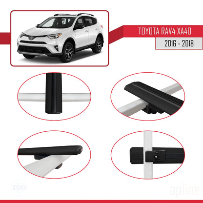 Compatible avec Toyota RAV4 IV (XA40) Post-Facelift 2016-2018 BASIC Model Barres de Toit Railing Porte-Bagages de Voiture Noir Aluminium 2 Barres