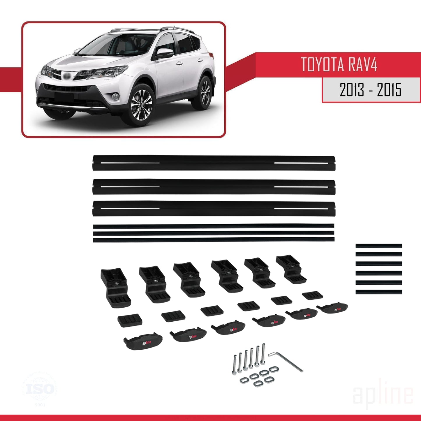 Compatible avec Toyota RAV4 IV (XA40) Pre-Facelift 2013-2015 BASIC Model Barres de Toit Railing Porte-Bagages de Voiture Noir Aluminium 3 Barres