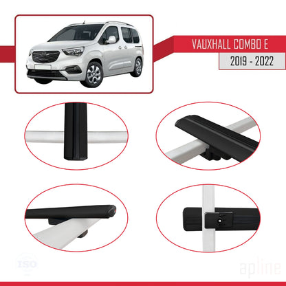 Compatible avec Vauxhall Combo E Life 2019-2022 BASIC Model Barres de Toit Railing Porte-Bagages de Voiture Noir Aluminium 2 Barres