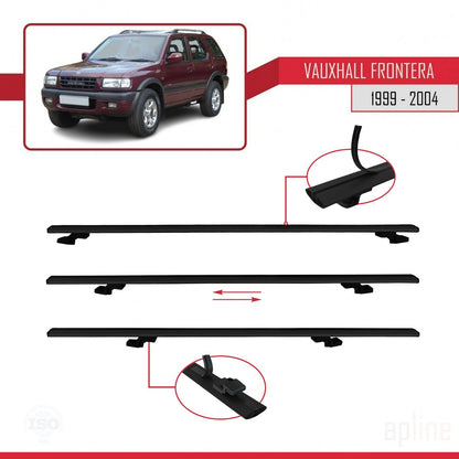 Compatible avec Vauxhall Frontera 2 1999-2004 BASIC Model Barres de Toit Railing Porte-Bagages de Voiture Noir Aluminium 3 Barres