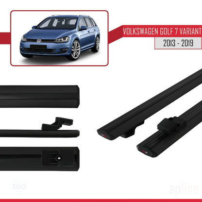 Compatible avec Volkswagen Golf 7 (5G) Variant 2013-2019 BASIC Model Barres de Toit Railing Porte-Bagages de Voiture Noir Aluminium 2 Barres