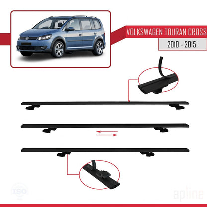 Compatible avec Volkswagen Touran Cross Post-Facelift 2010-2015 BASIC Model Barres de Toit Railing Porte-Bagages de Voiture Noir Aluminium 3 Barres