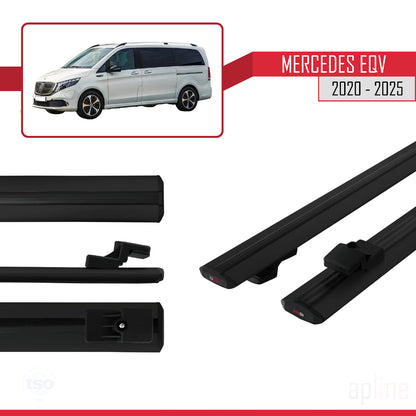 Compatible avec Mercedes EQV (W447) 2020-2025 BASIC Model Barres de Toit Railing Porte-Bagages de Voiture Noir Aluminium 2 Barres