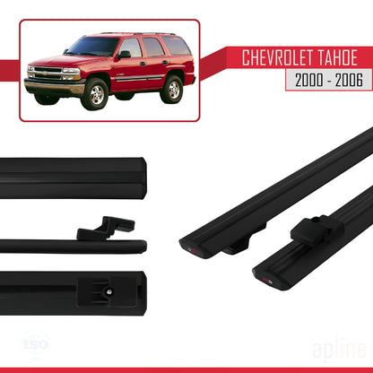 Compatible avec Chevrolet Tahoe 2000-2006 BASIC Model Barres de Toit Railing Porte-Bagages de Voiture Noir Aluminium 2 Barres