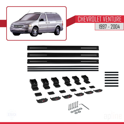 Compatible avec Chevrolet Venture 1997-2004 BASIC Model Barres de Toit Railing Porte-Bagages de Voiture Noir Aluminium 3 Barres