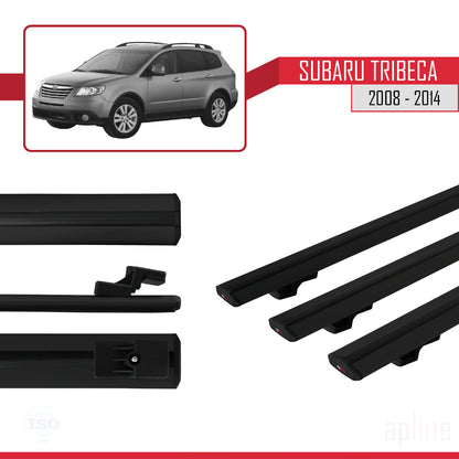Compatible avec Subaru Tribeca 2008-2014 BASIC Model Barres de Toit Railing Porte-Bagages de Voiture Noir Aluminium 3 Barres