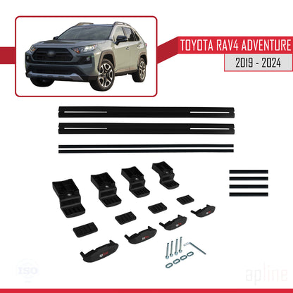 Compatible avec Toyota RAV4 Adventure 2019-2024 BASIC Model Barres de Toit Railing Porte-Bagages de Voiture Noir Aluminium 2 Barres