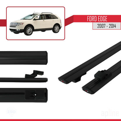 Kompatibel mit Ford Edge 2007-2014 Basismodell Dachgepäckträger, Autodachträger, schwarzes Aluminium, 2 Stangen
