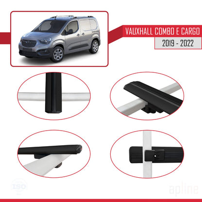 Compatible avec Vauxhall Combo E Cargo 2019-2022 BASIC Model Barres de Toit Railing Porte-Bagages de Voiture Noir Aluminium 3 Barres
