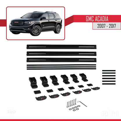 Kompatibel mit GMC Acadia 2007-2017 Basismodell Dachreling Gepäckträger Schwarzes Aluminium 3-Stangen
