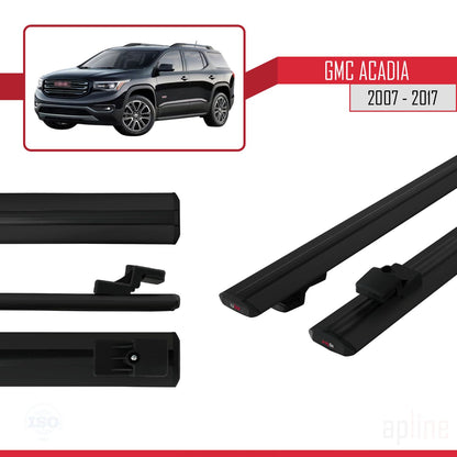 Kompatibel mit GMC Acadia 2007-2017 Basismodell Dachreling Gepäckträger Schwarz Aluminium 2 Stangen