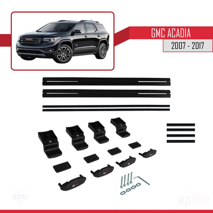 Kompatibel mit GMC Acadia 2007-2017 Basismodell Dachreling Gepäckträger Schwarz Aluminium 2 Stangen