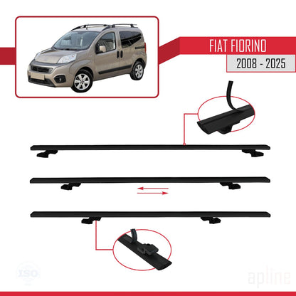 Kompatibel mit Fiat Fiorino (Rohrrahmenmodell) 2008-2025 Basismodell Dachgepäckträger Gepäckträger Schwarz Aluminium 2 Stangen