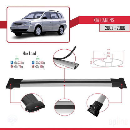 Kompatibel mit Kia Carens Post-Facelift 2002-2006 FLY Model Relingträger Dachträger Auto Gepäckträger Grau Aluminium 3 Stangen