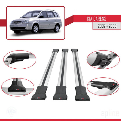 Kompatibel mit Kia Carens Post-Facelift 2002-2006 FLY Model Relingträger Dachträger Auto Gepäckträger Grau Aluminium 3 Stangen