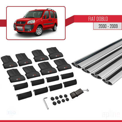 Compatible avec Fiat Doblo 2000-2009 FLY Model Barres de Toit Railing Porte-Bagages de Voiture Gris Aluminium 4 Barres