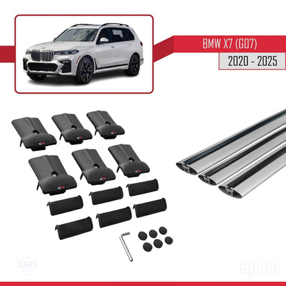 Kompatibel mit BMW X7 (G07) ​​2020-2025 FLY Modell Dachgepäckträger, graues Aluminium, 3-teilig