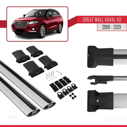 Kompatibel mit Great Wall Haval H2 2019-2021 FLY Modell Dachgepäckträger, graues Aluminium, 2 Stangen