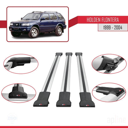 Compatible avec Holden Frontera 2 1999-2004 FLY Model Barres de Toit Railing Porte-Bagages de Voiture Gris Aluminium 3 Barres