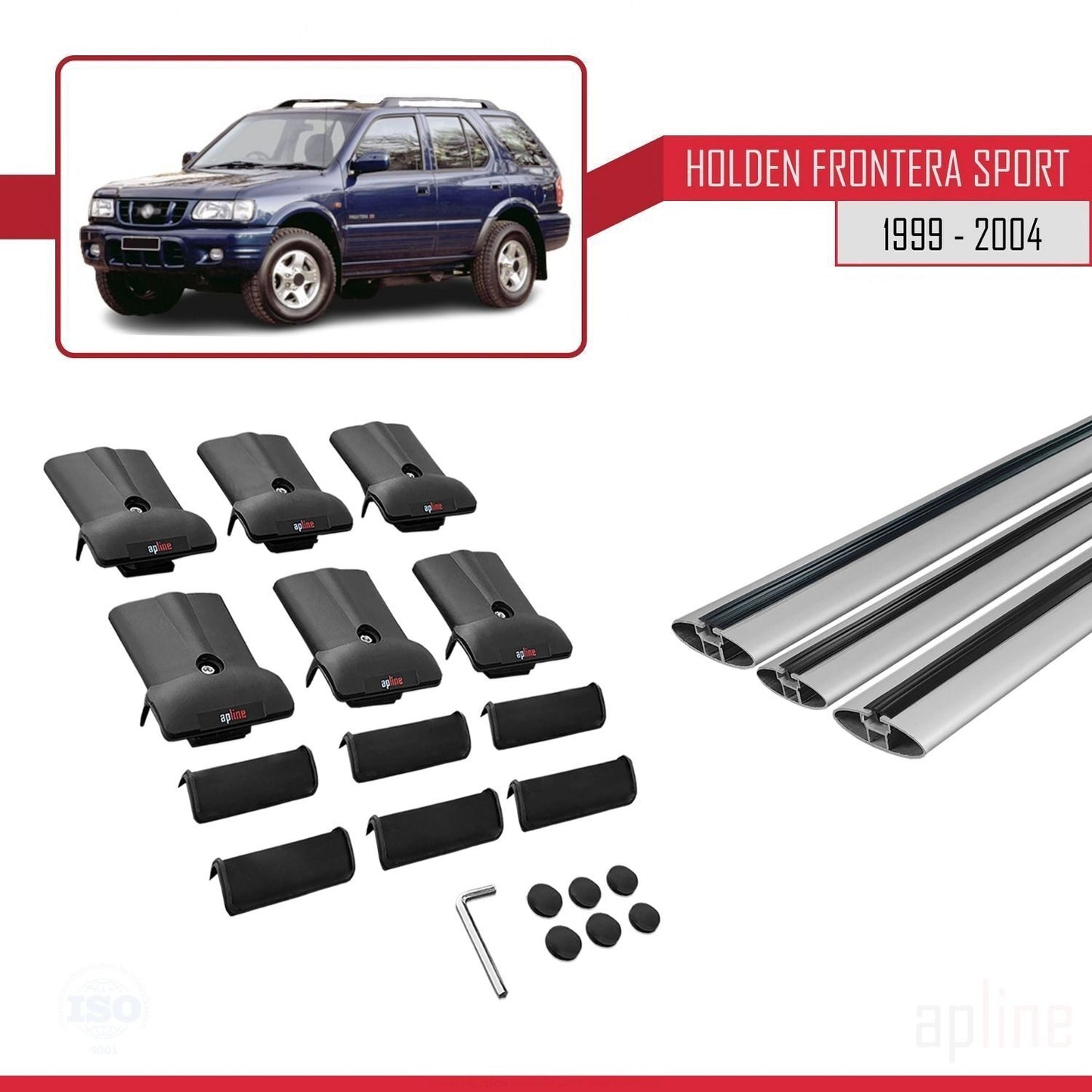 Compatible avec Holden Frontera Sport 2 1999-2004 FLY Model Barres de Toit Railing Porte-Bagages de Voiture Gris Aluminium 3 Barres