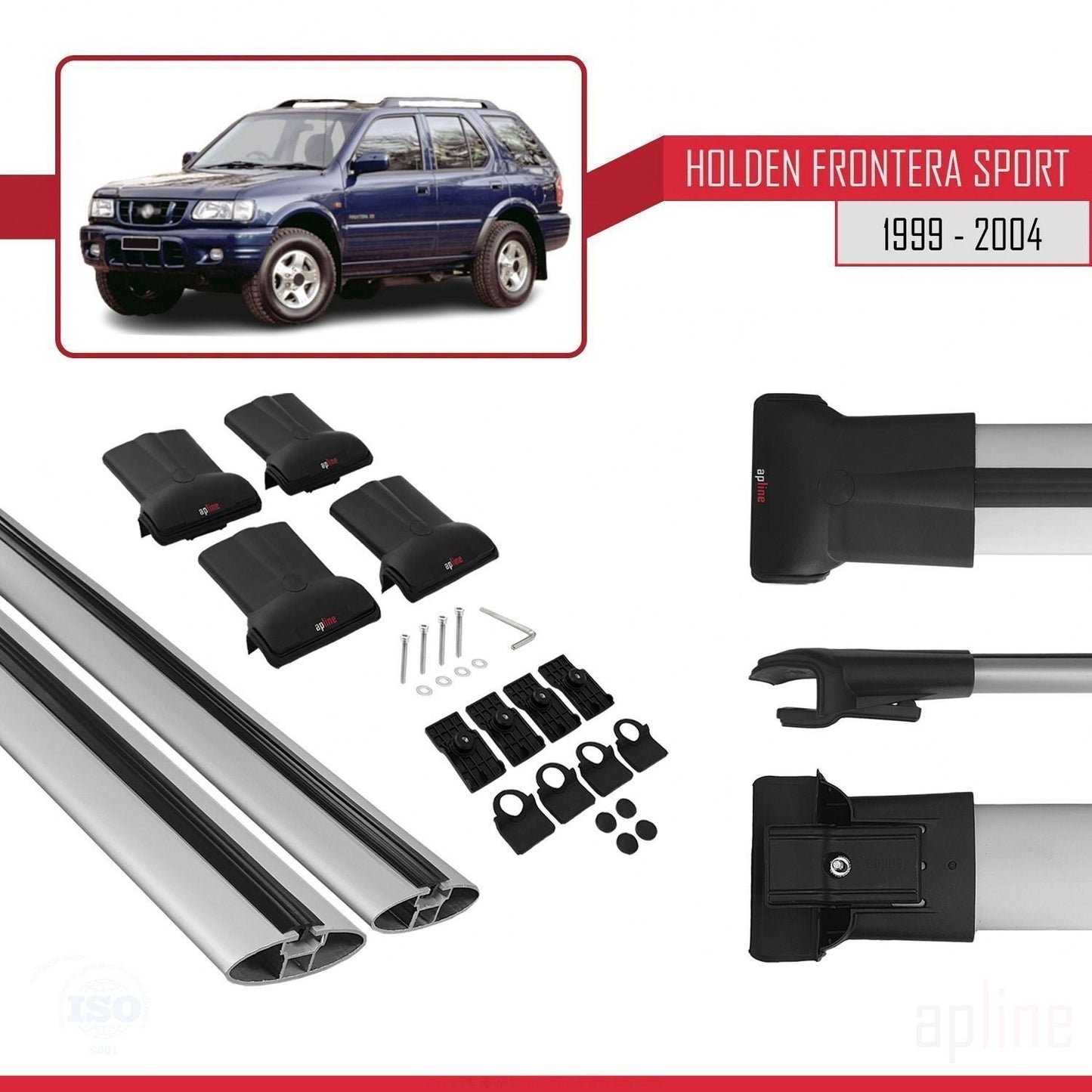 Compatible avec Holden Frontera Sport 2 1999-2004 FLY Model Barres de Toit Railing Porte-Bagages de Voiture Gris Aluminium 2 Barres