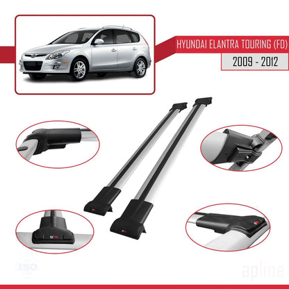 Compatible avec Hyundai Elantra Touring (FD) 2009-2012 FLY Model Barres de Toit Railing Porte-Bagages de Voiture Gris Aluminium 2 Barres