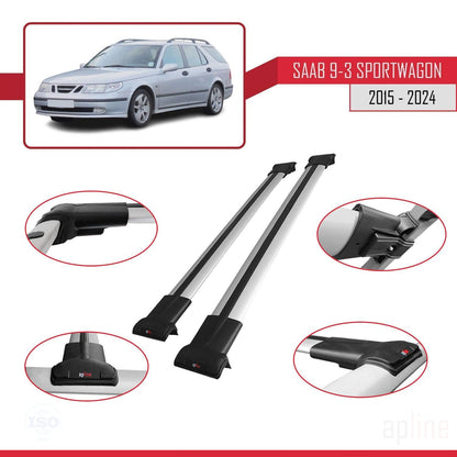 Kompatibel mit Saab 9-3 II SW 2006-2012 FLY Model Relingträger Dachträger Auto Gepäckträger Grau Aluminium 2 Stangen