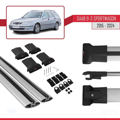 Kompatibel mit Saab 9-3 II SW 2006-2012 FLY Model Relingträger Dachträger Auto Gepäckträger Grau Aluminium 2 Stangen