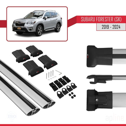Compatible avec Subaru Forester 5 (SK) 2019-2024 FLY Model Barres de Toit Railing Porte-Bagages de Voiture Gris Aluminium 2 Barres