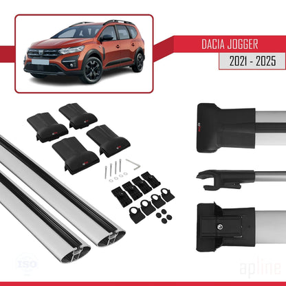 Kompatibel mit Dacia Jogger 2021-2025 FLY Modell Dachgepäckträger, graues Aluminium, 2 Stangen