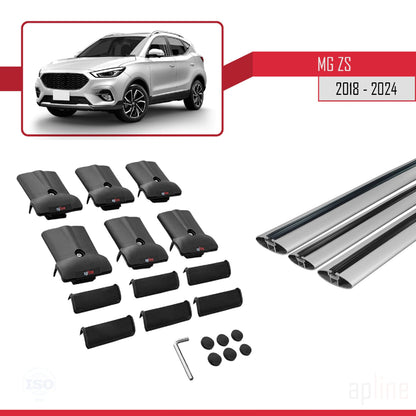 Compatible avec MG ZS 2018-2024 FLY Model Barres de Toit Railing Porte-Bagages de Voiture Gris Aluminium 3 Barres