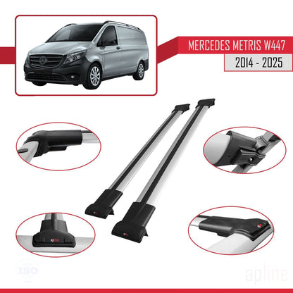Kompatibel mit Mercedes Metris (W447) 2014-2025 FLY Model Relingträger Dachträger Auto Gepäckträger Grau Aluminium 2 Stangen