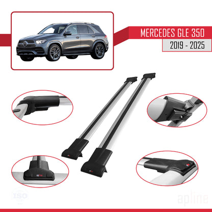 Compatible avec Mercedes Classe GLE 4 (V167) 2018-2025 FLY Model Barres de Toit Railing Porte-Bagages de Voiture Gris Aluminium 2 Barres