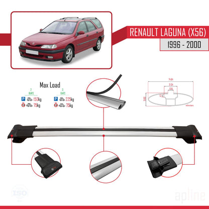 Compatible avec Renault Laguna (X56) 1996-200 FLY Model Barres de Toit Railing Porte-Bagages de Voiture Gris Aluminium 2 Barres