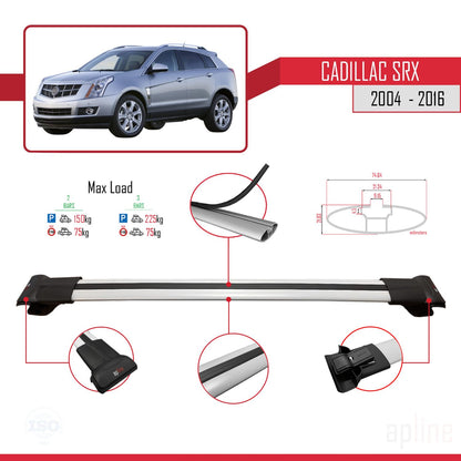 Compatible avec Cadillac SRX 2004-2016 FLY Model Barres de Toit Railing Porte-Bagages de Voiture Gris Aluminium 3 Barres