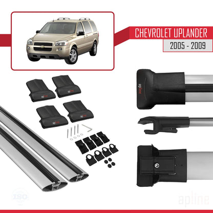 Compatible avec Chevrolet Uplander 2005-2009 FLY Model Barres de Toit Railing Porte-Bagages de Voiture Gris Aluminium 2 Barres